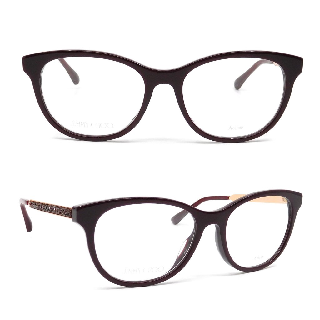Jimmy Choo “Jc202” Burgundy Red Sparkle Eyeglasses
